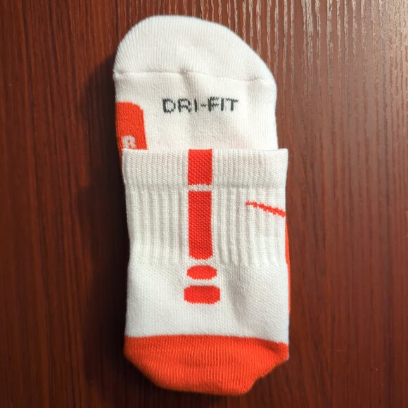 Original Nike Elite Socks Low Quarter Cut White/Orange Size Large Basketball - Picture 1 of 3